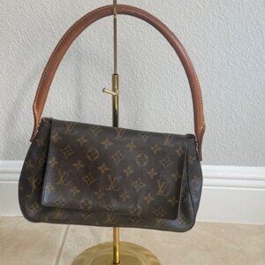 LOUIS VUITTON Brown Monogram Canvas Mini Loop Shoulder Bag